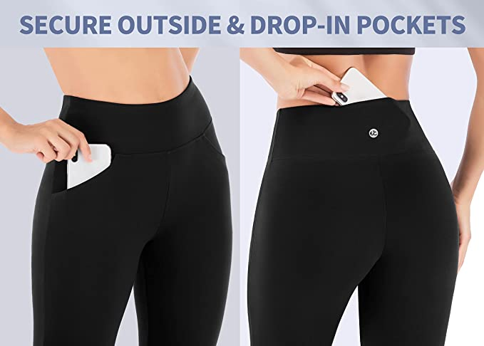 Pantalones de yoga para mujeres, pantalones de yoga de cintura alta con bolsillos para mujeres