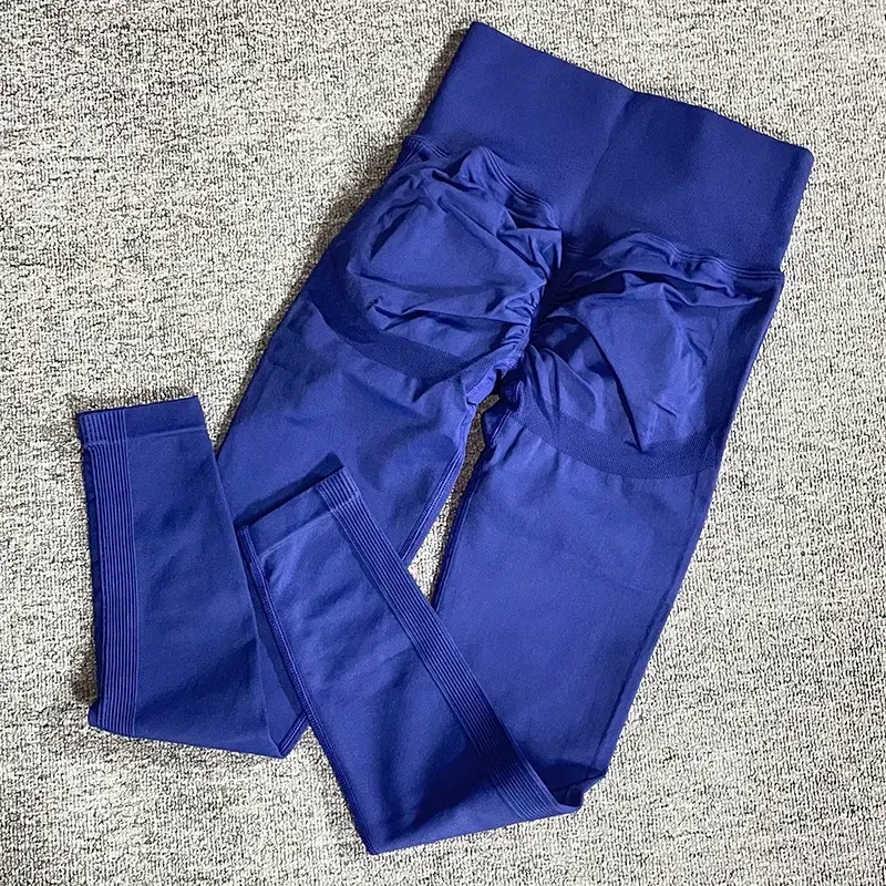 Mujeres de alta elasticidad, pantalones de compresión de cintura alta, mallas sin costuras, pantalones de yoga