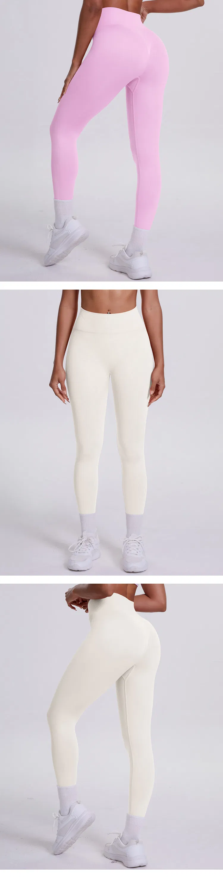 Pantalones de yoga deportivos de alta cintura ajustados que levantan las caderas, de color sólido y sin costuras, ideales para correr y hacer ejercicio