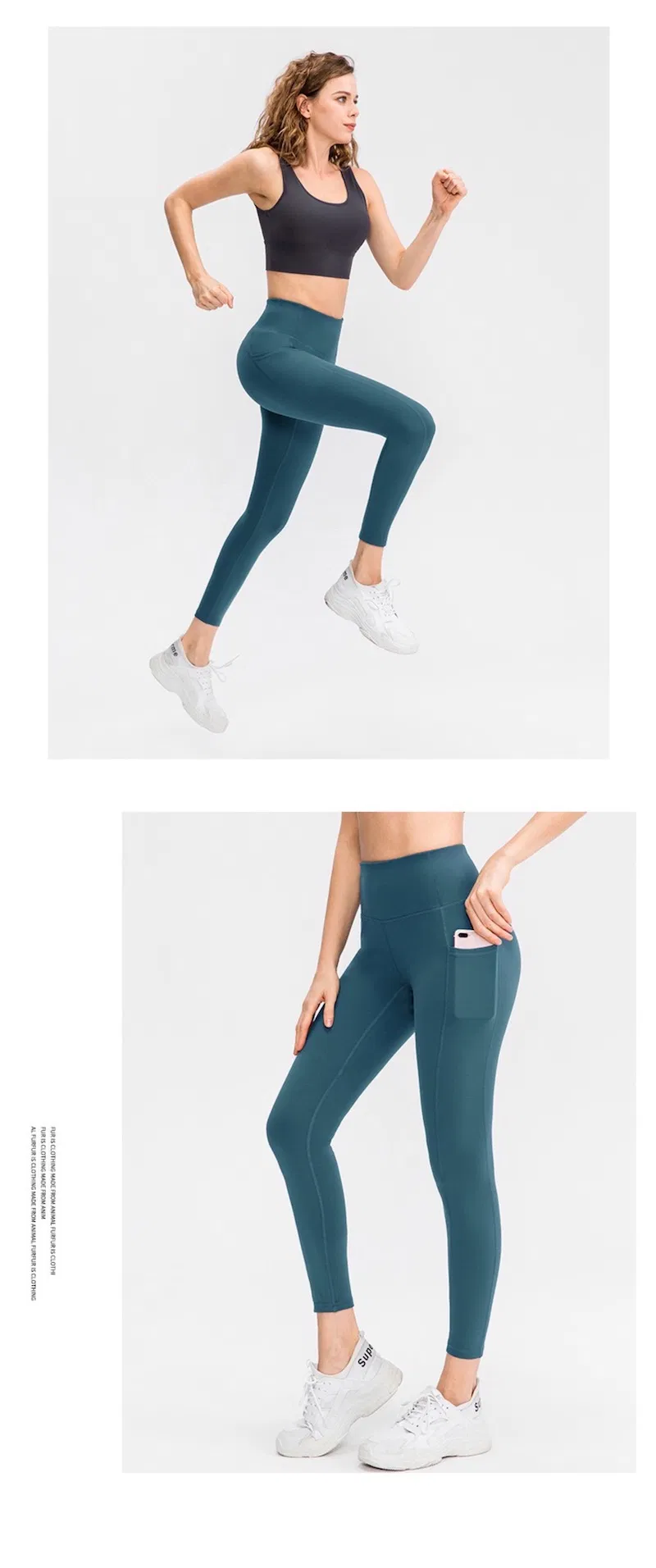 Pantalones de yoga de control de abdomen suave y cómodo para ejercicio y correr, mallas atléticas de cintura alta con bolsillos, leggings antideslizantes para senderismo
