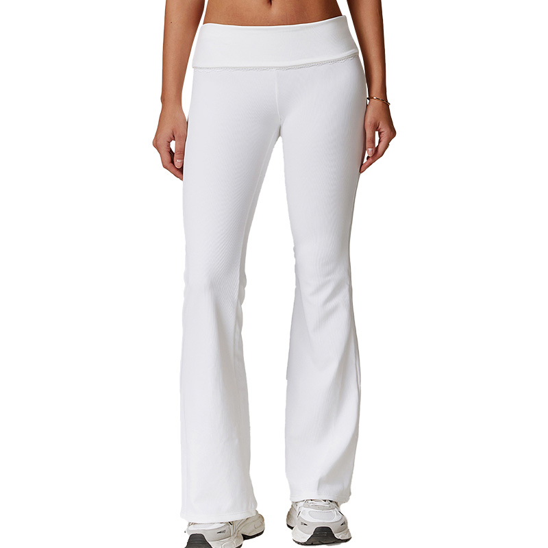 Pantalones de yoga de cintura alta acampanados de fábrica al por mayor para mujer, pantalones deportivos casuales de levantamiento de cadera