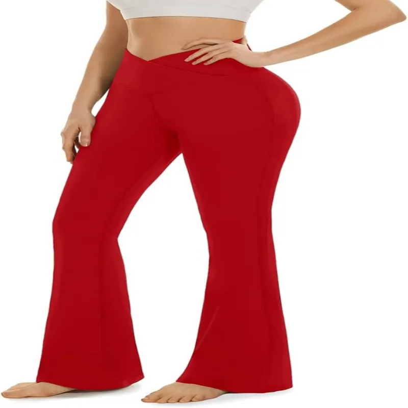 Pantalones de yoga acampanados de cintura alta para mujeres, sexy, talla grande, leggings levantadores