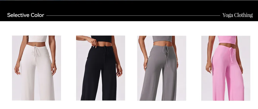 Modelo mostrando pantalones anchos casuales