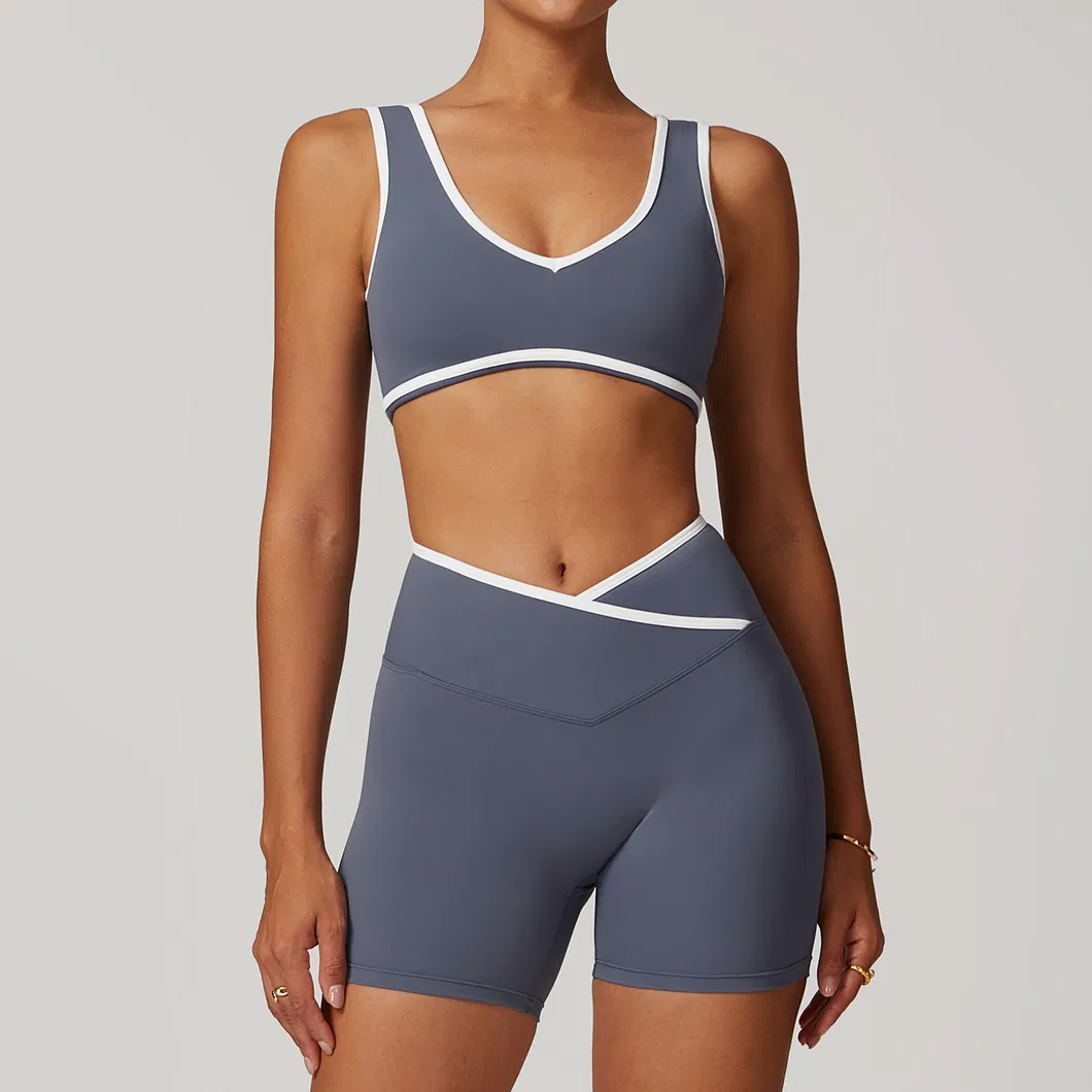 Leggings cortos de ejercicio de cintura alta con logo personalizado para deportes y yoga de mujer