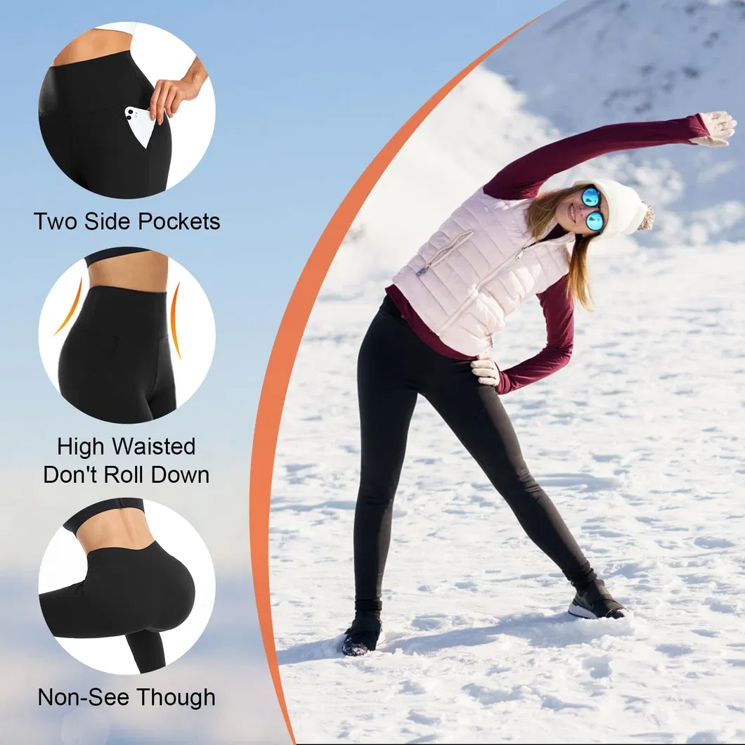 Mujeres Leggings de Cintura Alta de Felpa Forrados Cálidos y de Talla Grande para Yoga