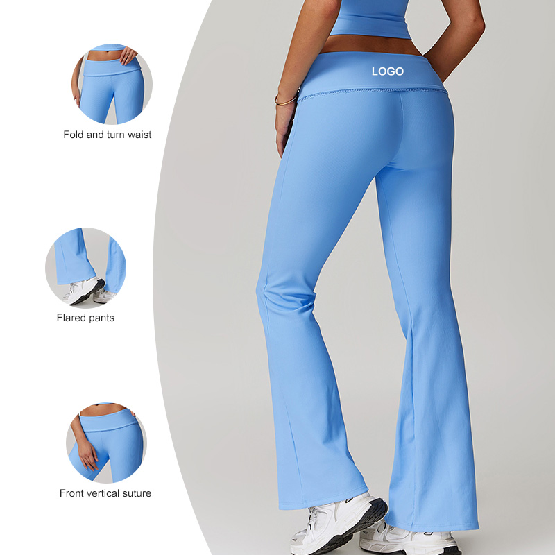 Pantalones de yoga de cintura alta acampanados de fábrica al por mayor para mujer, pantalones deportivos casuales de levantamiento de cadera
