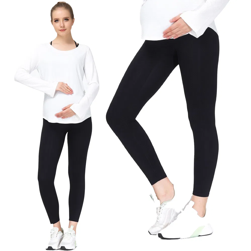 Ropa de maternidad cómoda para mujeres al por mayor, leggings de cintura alta suaves como mantequilla para mujeres, pantalones de yoga atléticos cómodos para el gimnasio y el ocio personalizables
