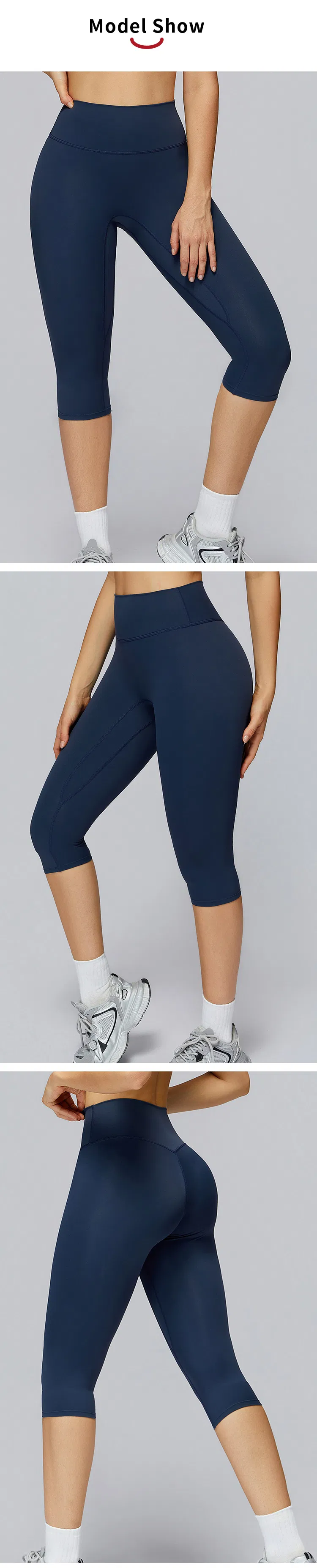 Pantalones de yoga de cintura alta malla de longitud media, secado rápido, leggings ajustados y moldeadores, pantalones deportivos elásticos