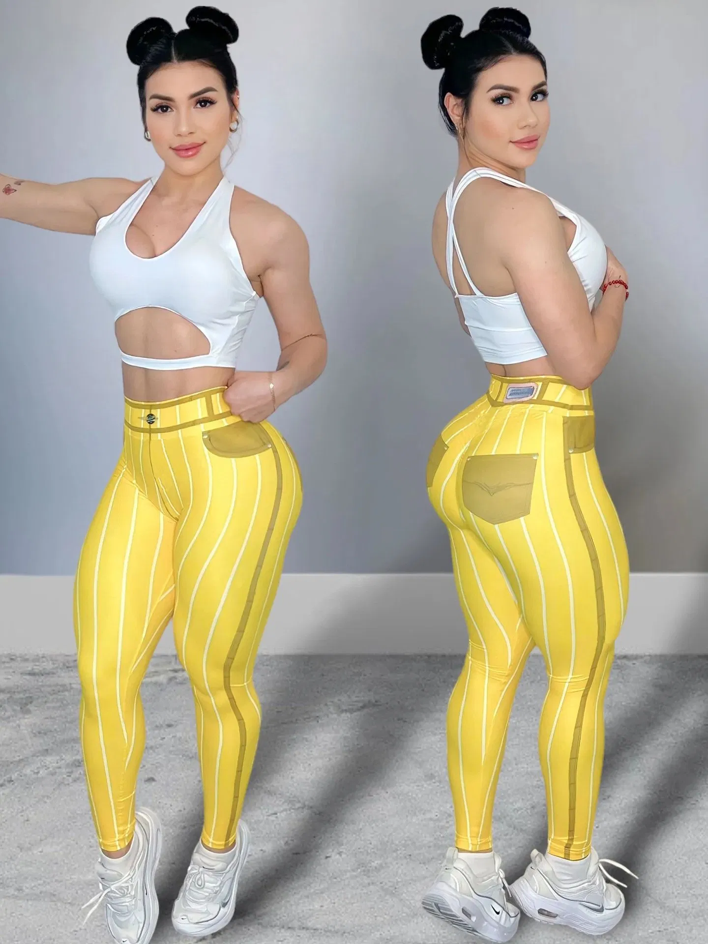 Mujeres Leggings de Cintura Alta con Impresión de Diamante Falso Control de Abdomen Levantamiento de Glúteos Pantalones de Yoga Talla Grande
