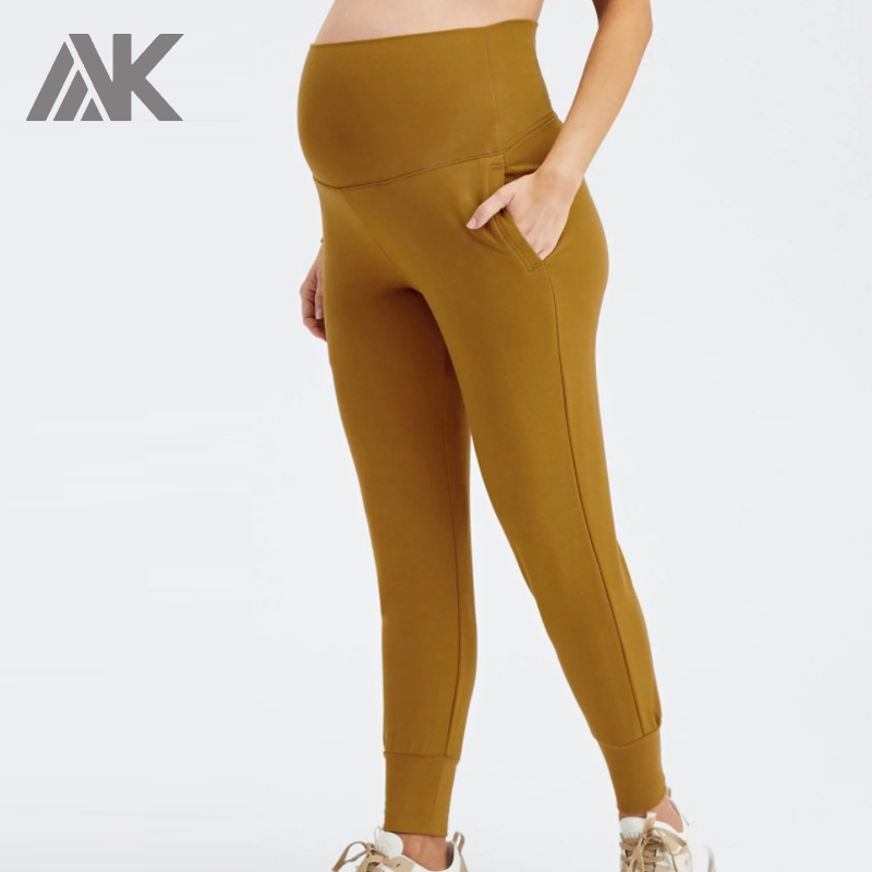 Pantalones de chándal de algodón personalizados para maternidad con panel completo sobre el vientre