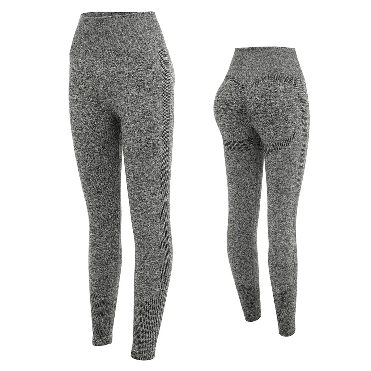 Mujeres Leggings Sin Costuras Levantamiento de Glúteos Entrenamiento Gimnasio Pantalones de Yoga de Cintura Alta