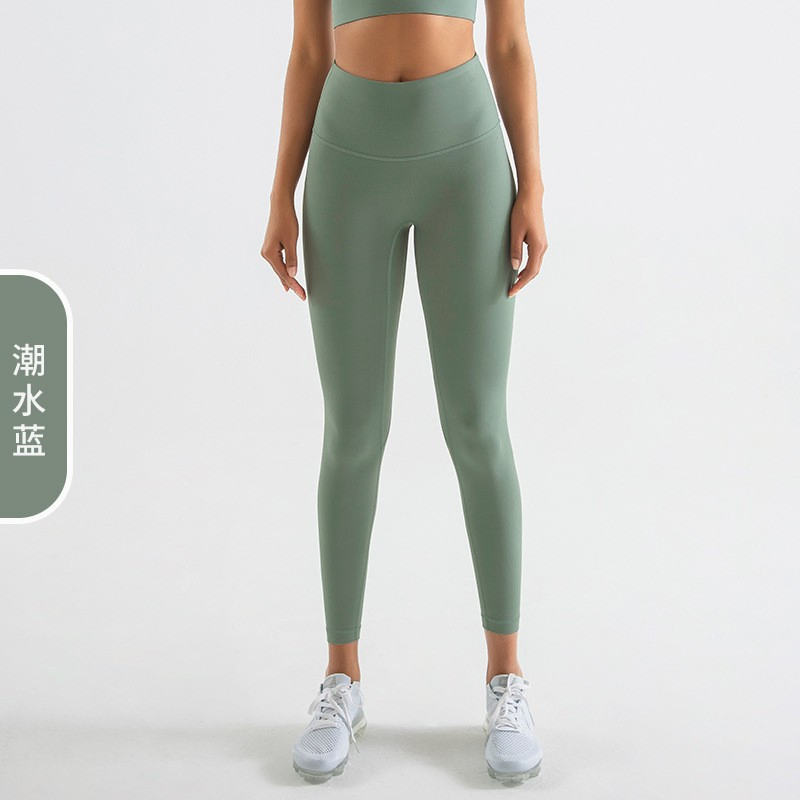 Mallas de entrenamiento nude de doble cara personalizadas, de cintura alta, con efecto de levantamiento de glúteos y sin costuras