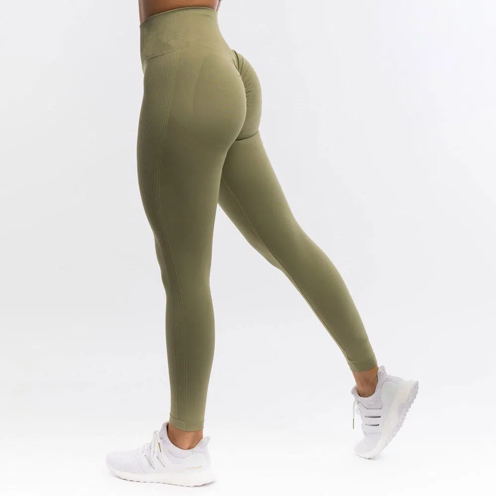 Mujeres Leggings Sin Costuras de Bajo MOQ, Pantalones de Yoga con Push Up al por mayor, A Prueba de Sentadillas, Ropa de Gimnasio, Bottoms de Yoga, Mallas con Efecto Realce en el Trasero