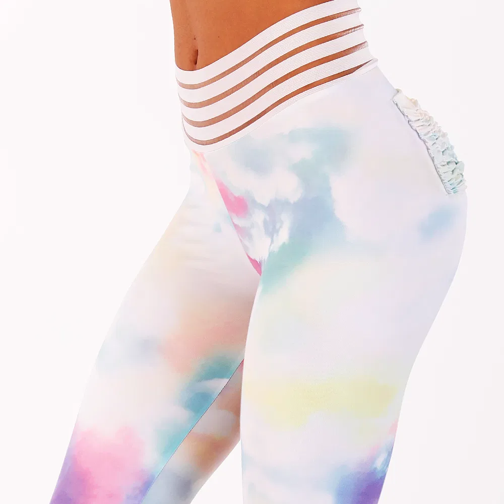 Diseño personalizado de moda pantalones de yoga para mujeres con tela de licra