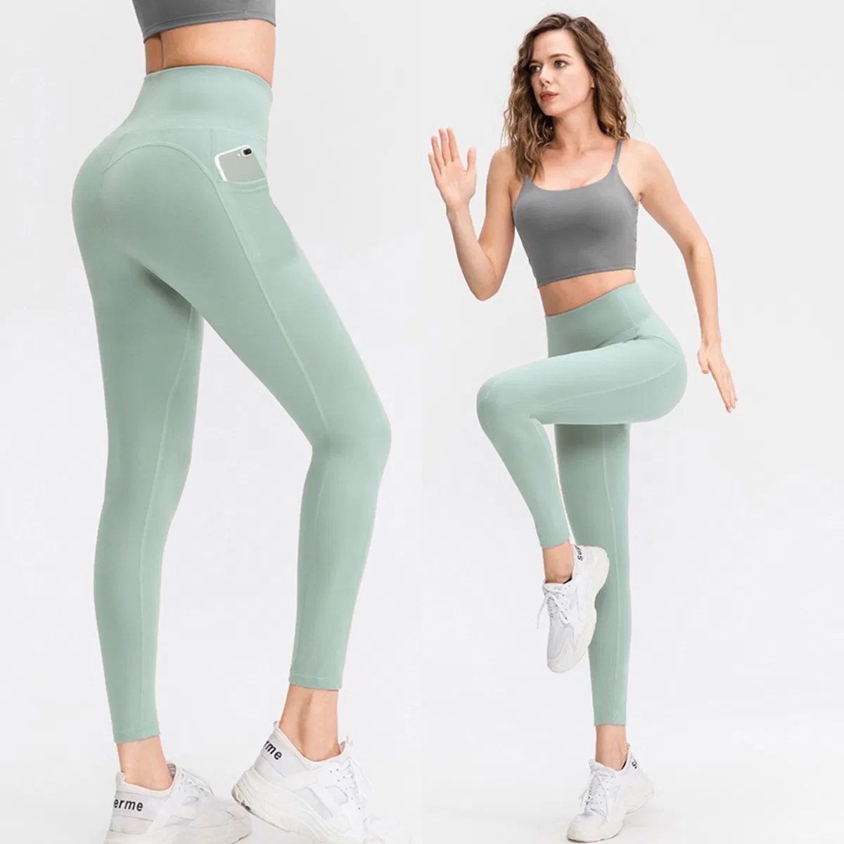 Pantalones de yoga de control de abdomen suave y cómodo para ejercicio y correr, mallas atléticas de cintura alta con bolsillos, leggings antideslizantes para senderismo