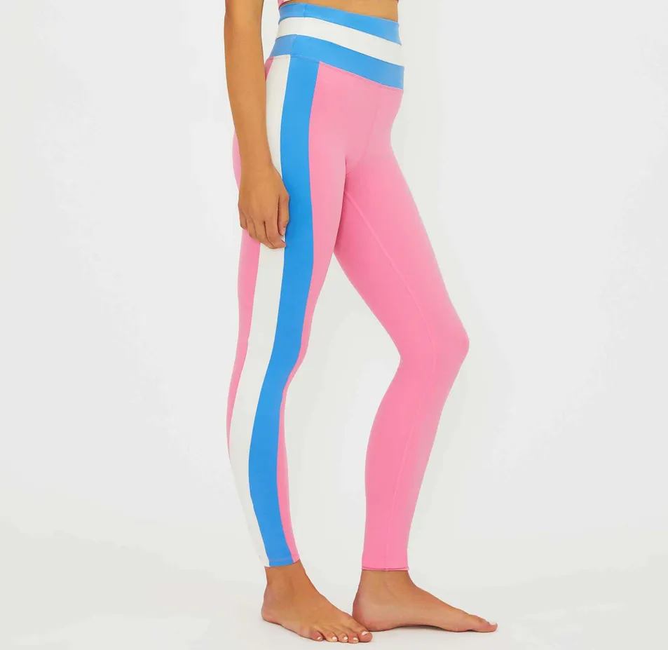 Mallas largas de deporte en color bloque rosa para gimnasio y yoga