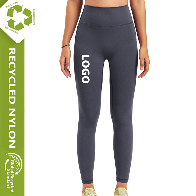 Mujeres prime; Pantalones de yoga contorneadores reciclados S Control de abdomen Mezcla de nylon y spandex Leggings deportivos Tights de tacto suave como la mantequilla para el gimnasio