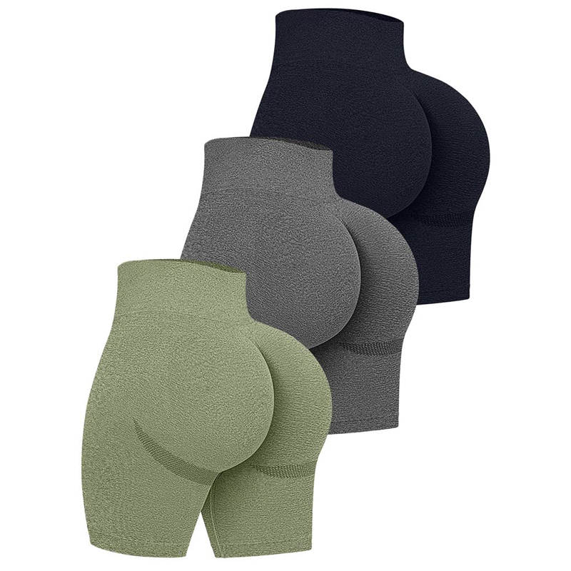 Shorts de entrenamiento de cintura alta para mujer, levantamiento de glúteos sexy, control de abdomen, pantalones de yoga ajustados con fruncido