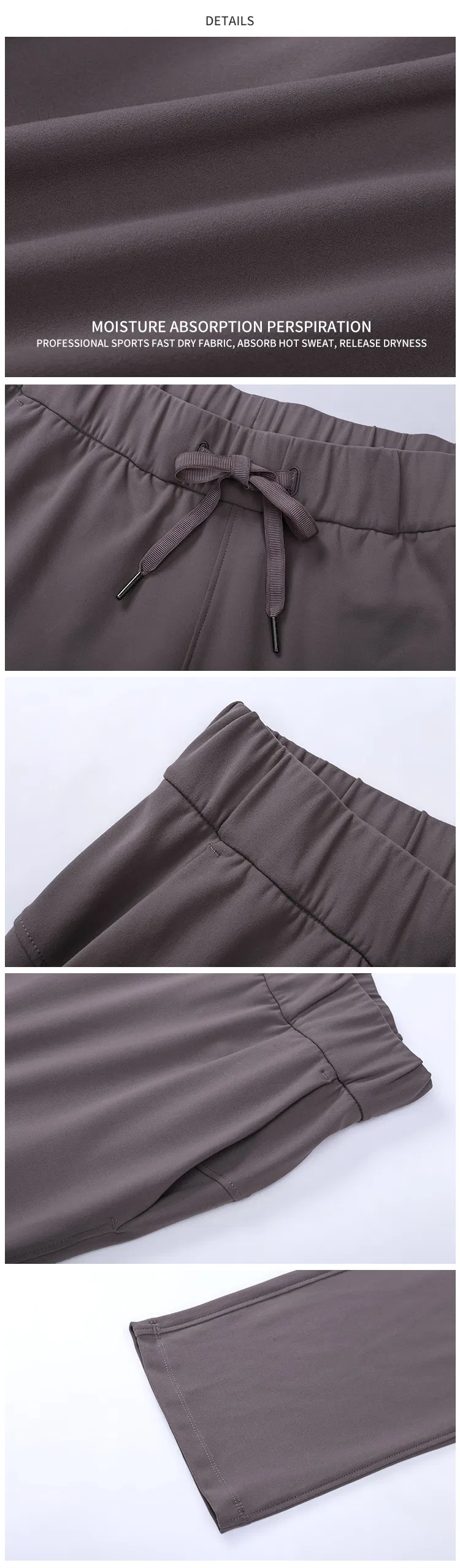 S2059 Mujeres Desnudas Sintiendo Pantalones Capri Deportivos de Tiro Alto con Cintura Ajustable y Bolsillos Laterales, Pantalones Básicos de Ejercicio Elásticos de Talla Grande