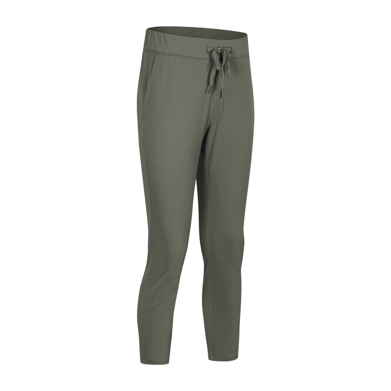 S2059 Mujeres Desnudas Sintiendo Pantalones Capri Deportivos de Tiro Alto con Cintura Ajustable y Bolsillos Laterales, Pantalones Básicos de Ejercicio Elásticos de Talla Grande