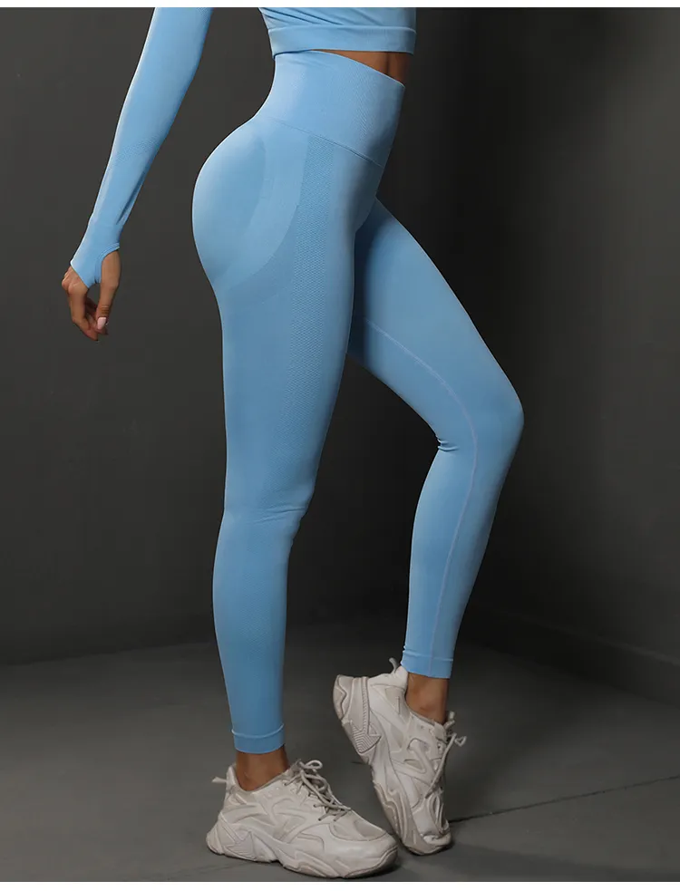 Pantalones de yoga ajustados de cintura alta, sexys, sólidos, de secado rápido y elásticos