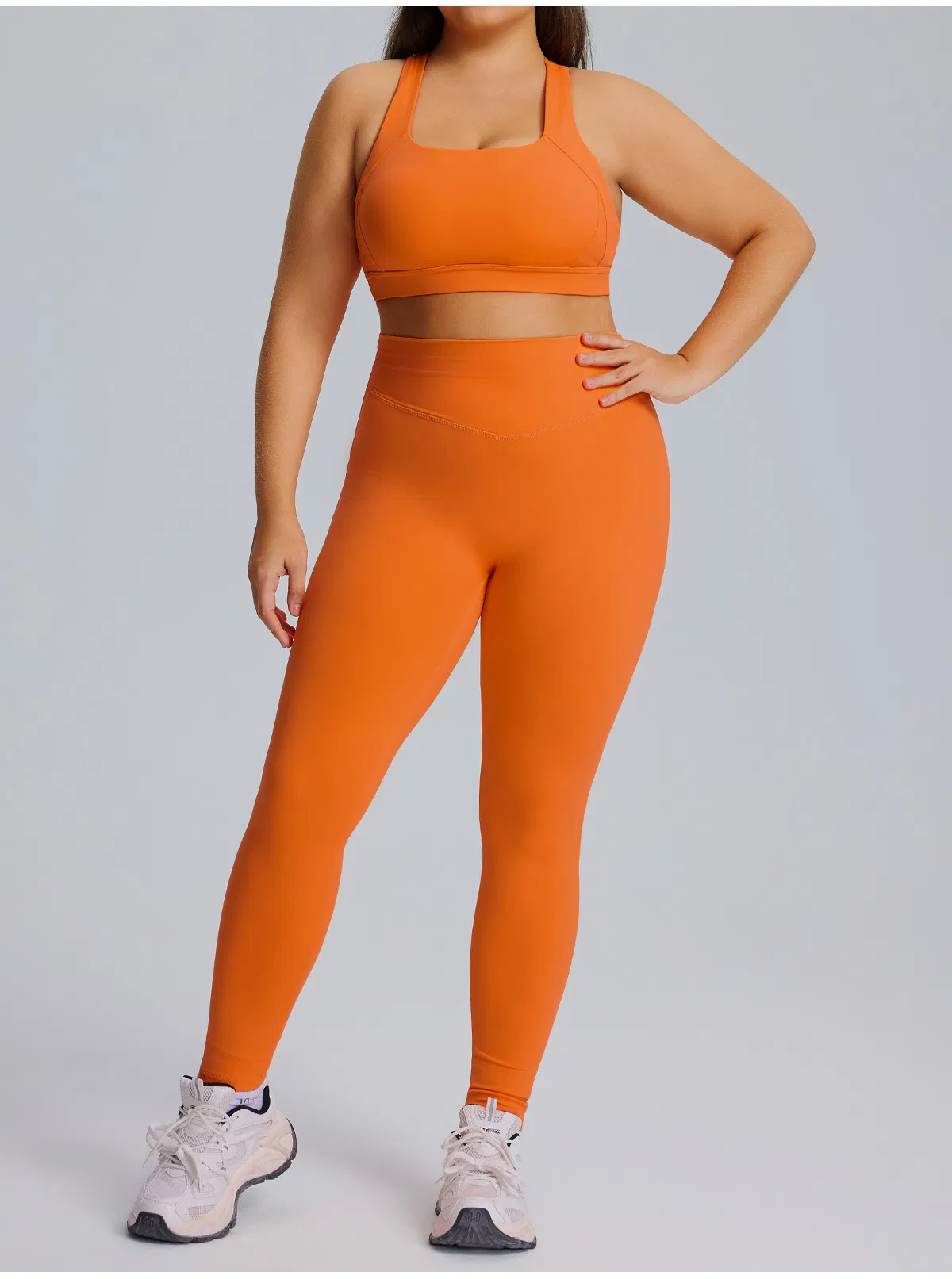 Pantalones de yoga sin costuras de control de abdomen V, levantamiento de glúteos, cadera de durazno, alta cintura 7/8 para mujeres de talla grande al por mayor