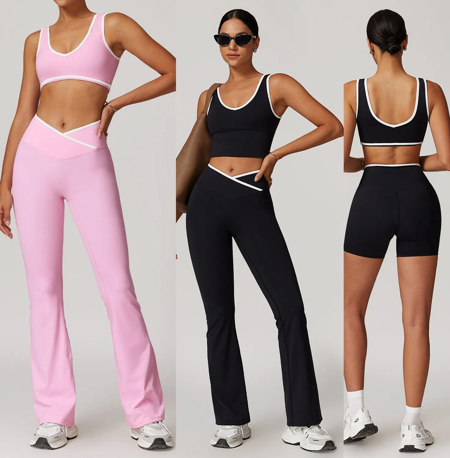 Leggings cortos de ejercicio de cintura alta con logo personalizado para deportes y yoga de mujer