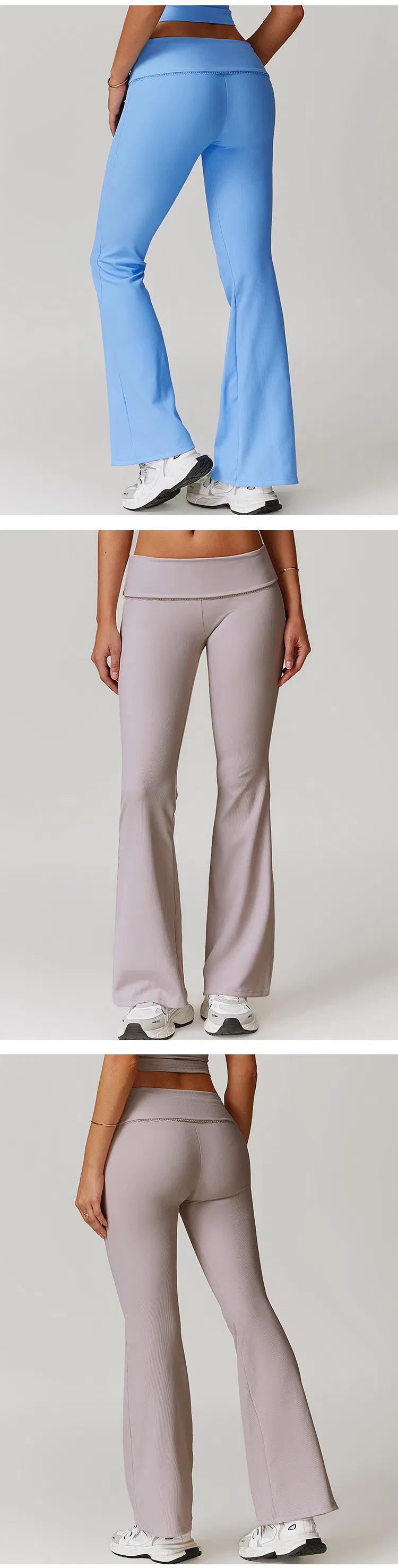 Pantalones de yoga de cintura alta acampanados de fábrica al por mayor para mujer, pantalones deportivos casuales de levantamiento de cadera