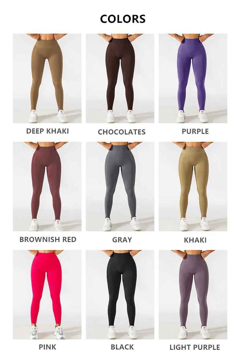 Bck6888 Pantalones de yoga sin costuras de cintura alta para mujer, ajustados y levantadores de cadera, pantalones deportivos para correr y fitness
