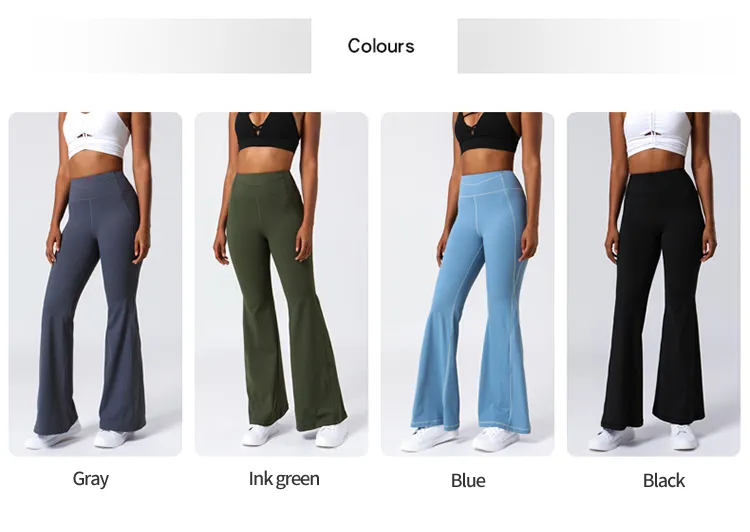 Pantalones de yoga de flare suaves para levantar las caderas de mujer con bolsillo oculto, pantalones de entrenamiento de cintura alta