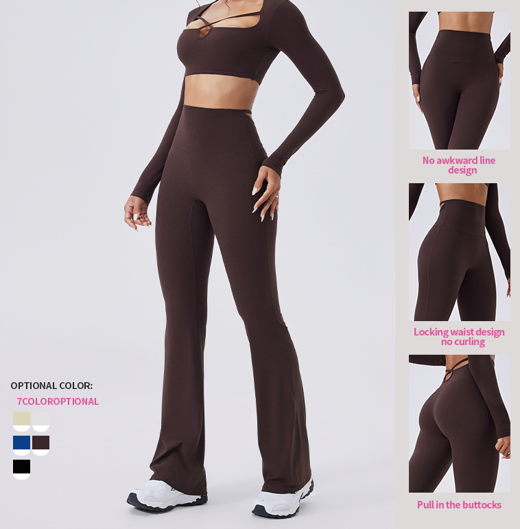 Pantalones de yoga acampanados para mujer, personalizados y sin costuras, que levantan las caderas