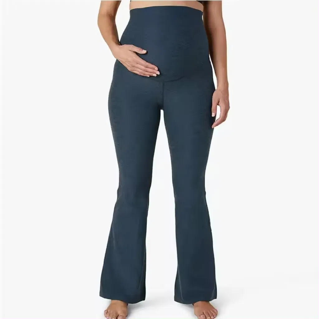 Pantalones de yoga personalizados para maternidad, de cintura alta, para mujeres, con campana, leggings de embarazo
