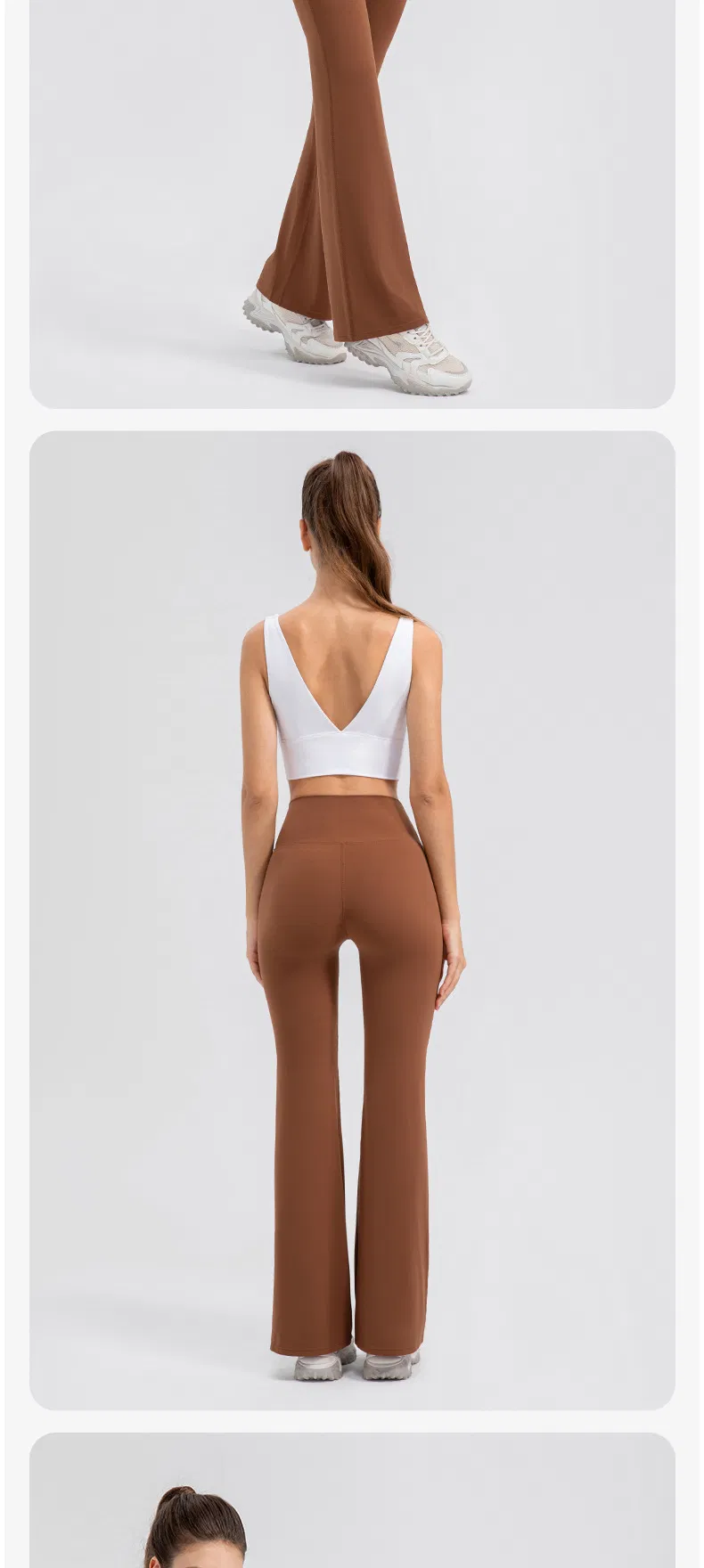 Pantalones de yoga de cintura alta y levantamiento de glúteos para mujer, transpirables, sin línea de vergüenza, pantalones de fitness deportivos, leggings acampanados