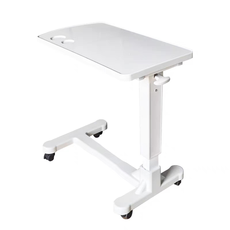 ABS Height Adjustable Hospital Patient Air Cylinder Hydraulic Overbed Dining Nursing Table