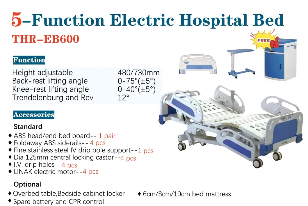 Five Function Electrical ICU Hospital Bed
