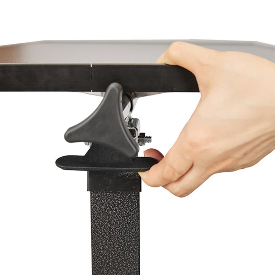 Medical Grade Movable Overbed Table with Wooden Surface and Casters