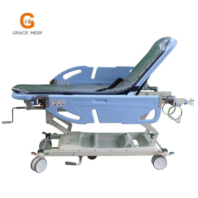 Good Quality Hospital Use Manual Hydraulic Medical Patient Transfer Emergency Trolley