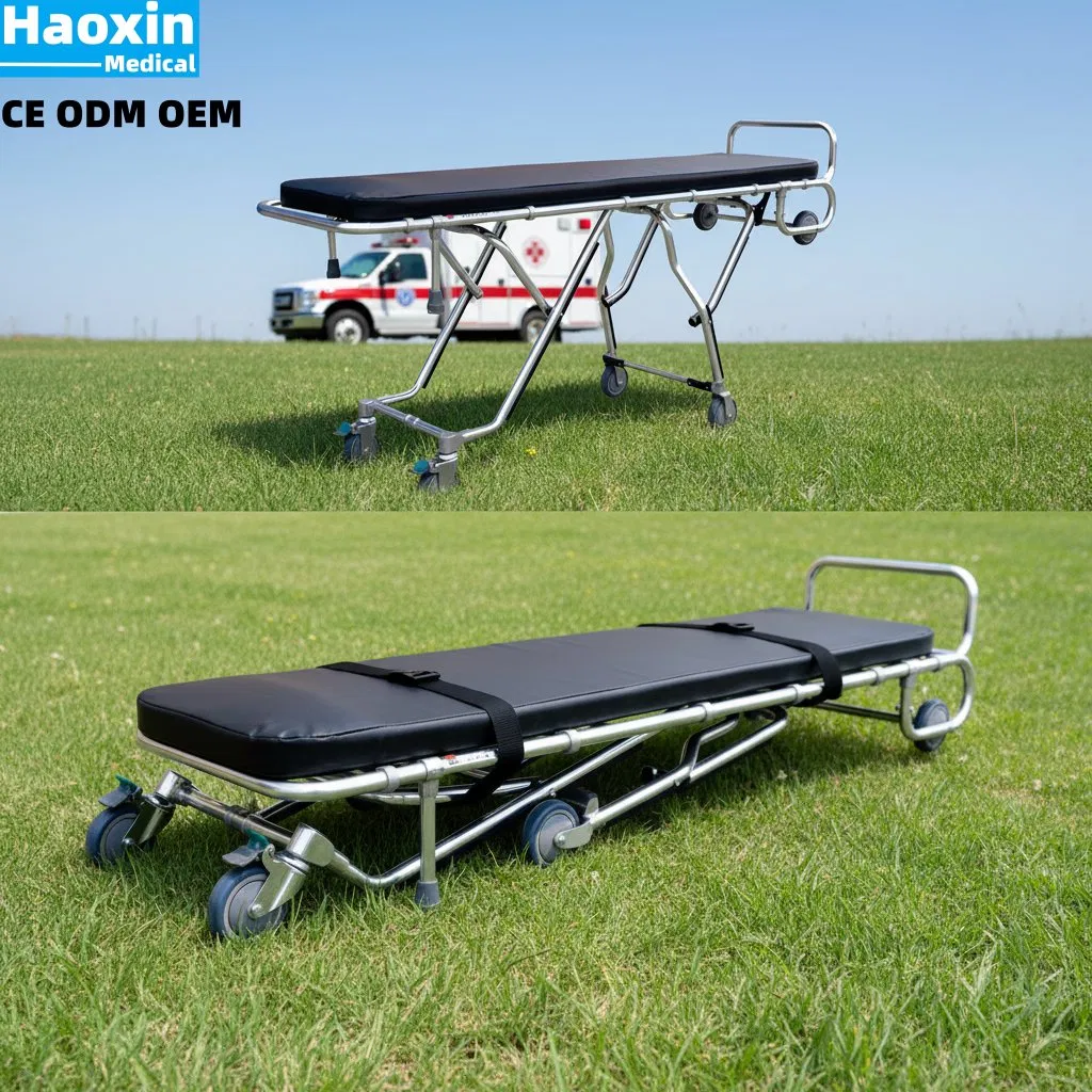 Adjustable Multi-Level Foldable Ambulance Emergency Stretcher Trolley Funeral Trolley Stretcher for Mortuary
