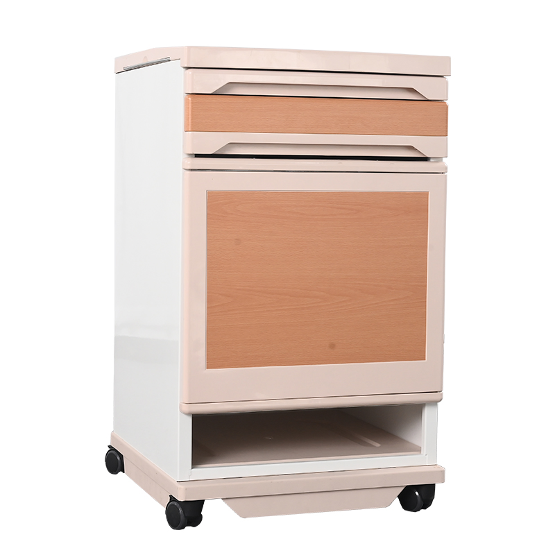 Medical Furniture Hospital Bedside Cabinet Locker Table with Wheels Wooden Drawers
