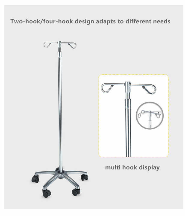 Flexible Drip Hook IV Pole Height Adjustable Infusion Hospital Furniture IV Stand