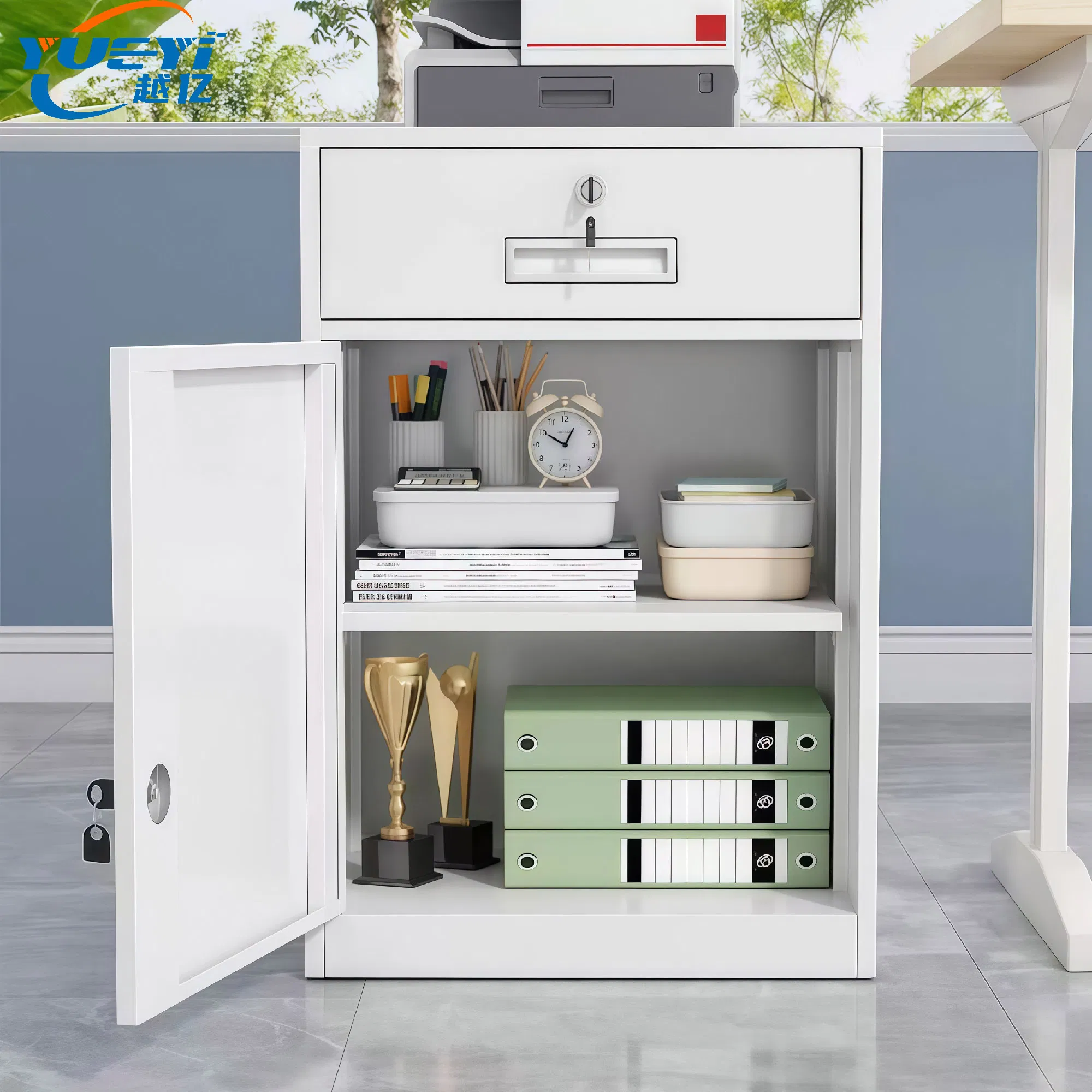 Filing Cabinet Hospital Furniture White Metal Bedside Cabinet Medical Bedside Locker