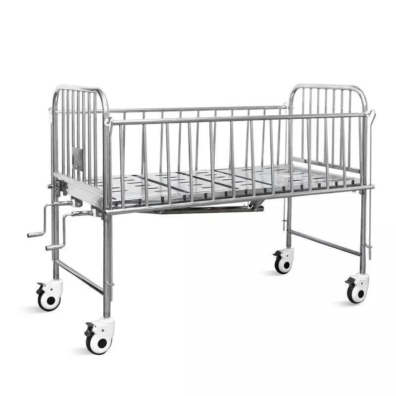 Movable Stainless Steel Adjustable Manual Children Nursing Hospital Pediatric Bed