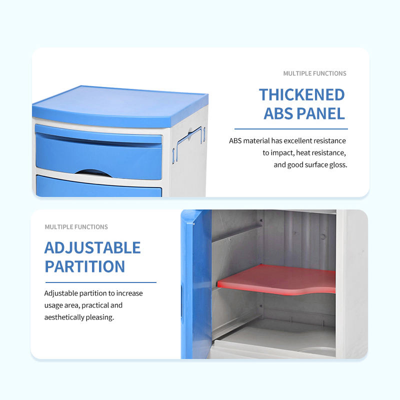 Hot Sale ABS Plastic Mobile Hospital Cabinet Clinic Furniture-Medical Bedside Locker Table