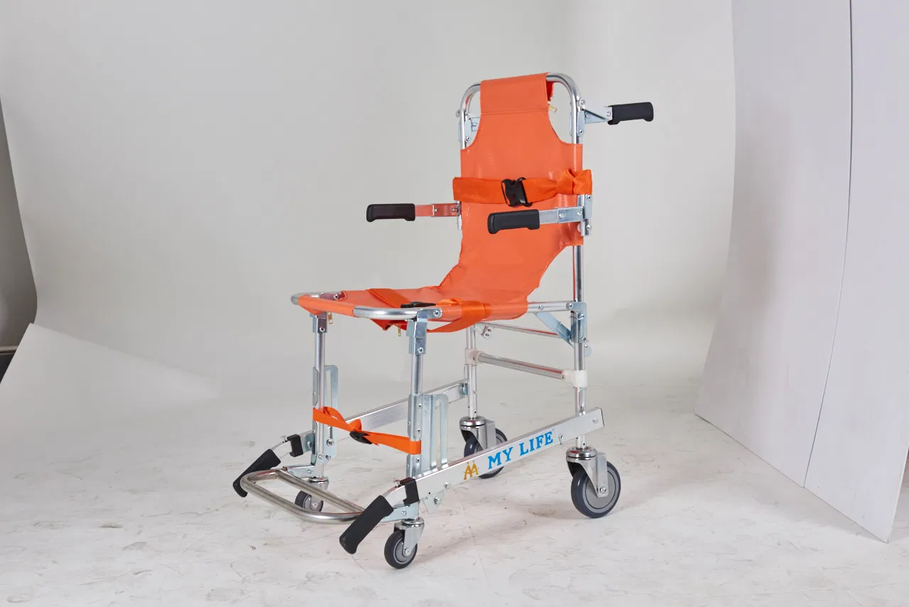 Foldable Aluminum Chair and Stair Stretcher on Wheels for Stairs, Ambulance, Emergency Rescue, and Evacuation, Convertible, Medical Stretcher (TD010114A)