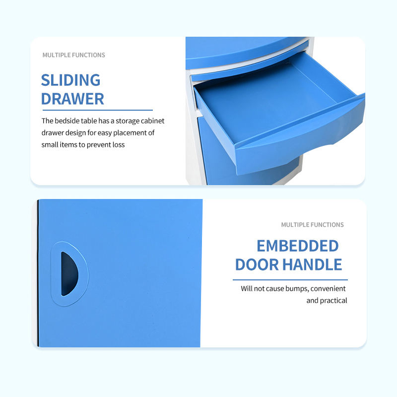 Hot Sale ABS Plastic Mobile Hospital Cabinet Clinic Furniture-Medical Bedside Locker Table