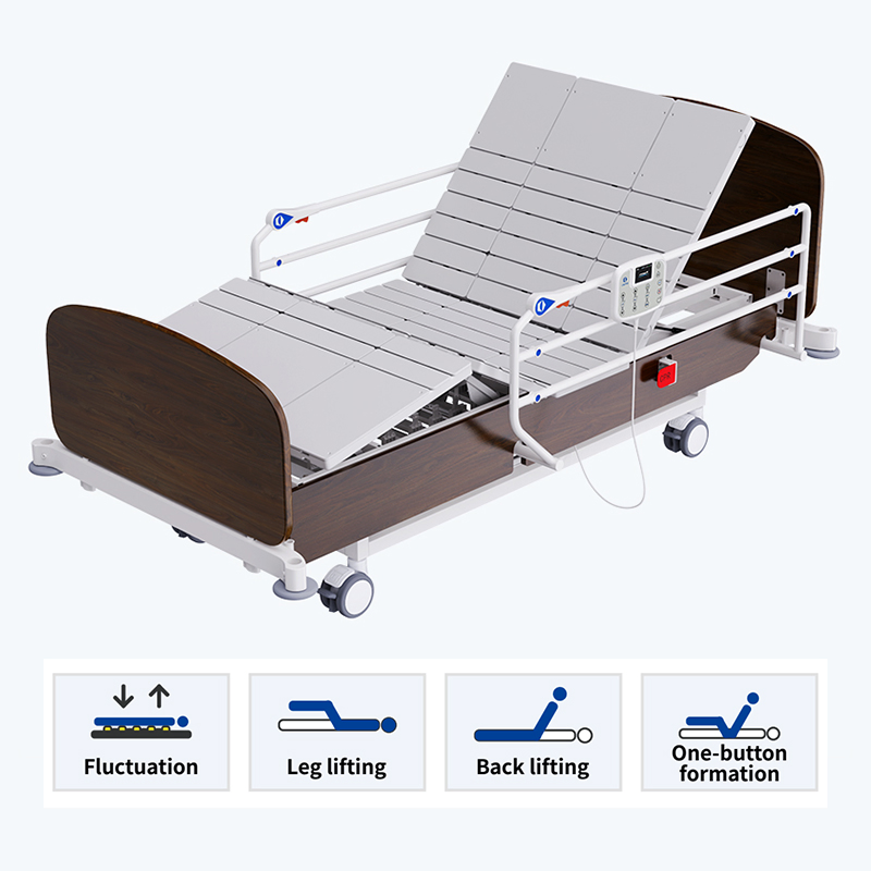 Multifunction Electric Patient Medical Hospital Bed Wooden Nursing Bed with Wheels