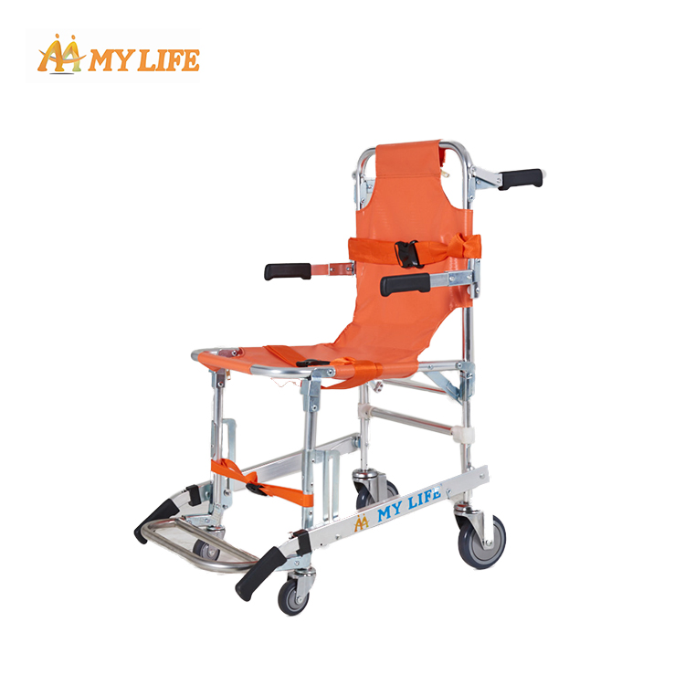 Foldable Aluminum Chair and Stair Stretcher on Wheels for Stairs, Ambulance, Emergency Rescue, and Evacuation, Convertible, Medical Stretcher (TD010114A)