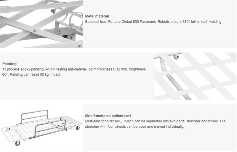 Adjustable Hospital Patient Trolley