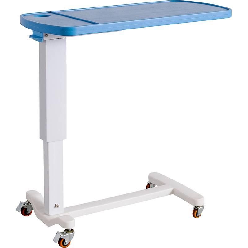 Medical Bedside Dining Table with Wheels Adjustable Hospital Overbed Table
