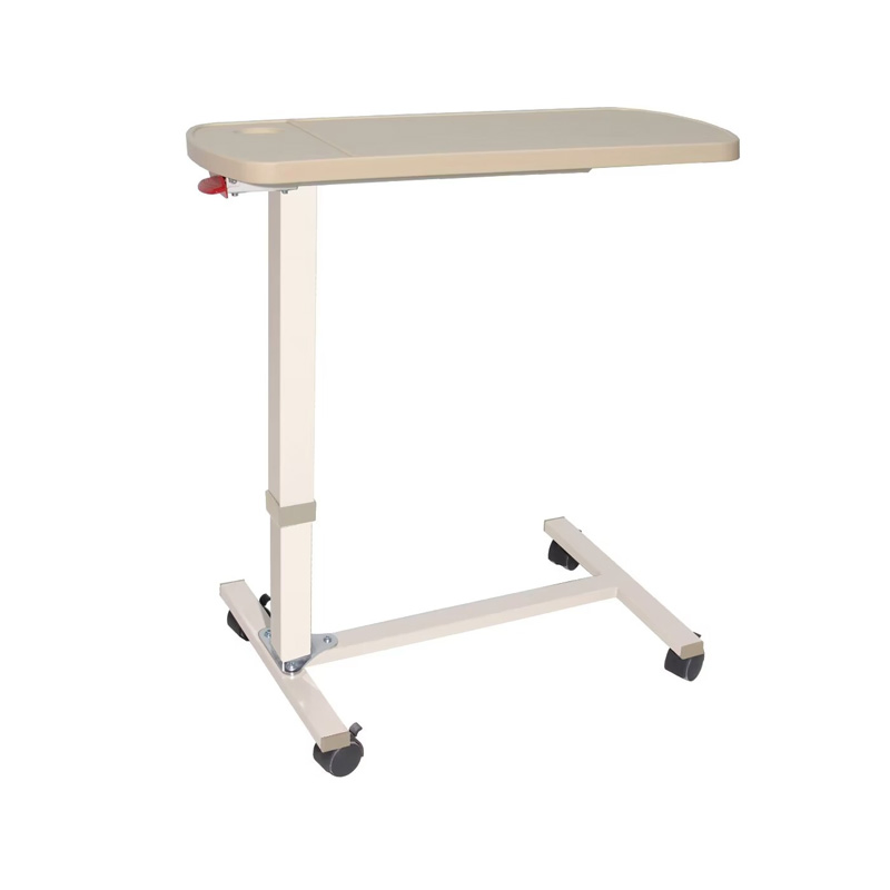Height Adjustable Overbed Table Hospital Manual Lifting Laptop Computer ABS Dining Table